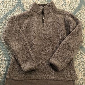 Gray Sherpa Quarter Zip with Pockets